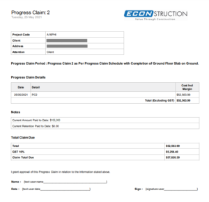 Fixed Price Progress Claim PDF Template 3